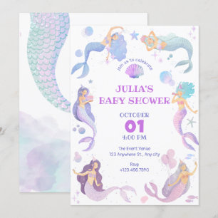 Zeemeermin onder het zeeen baby shower kaart