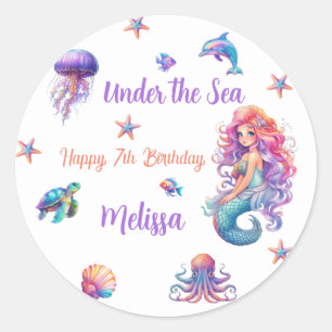 Zeemeermin onder Zee Birthday Party Ronde Sticker