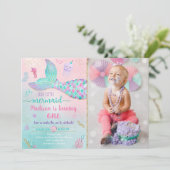 Zeemeermin onder Zee roze gouddag Kaart (Staand voorkant)