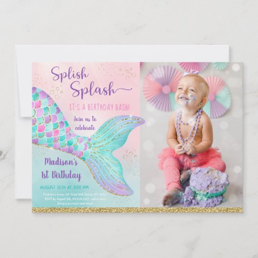 Zeemeermin onder Zee roze gouddag Kaart (Voorkant)