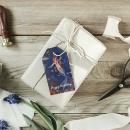 Zeemeermin Onderzeese Blauwe Verjaardag Cadeaulabel