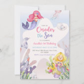 Zeemeermin Oneder Het Zee 1e Verjaardagsfeest Kaart (Voorkant)