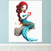 Zeemeermin ontspannen met drank Thunder_Cove Canvas Afdruk (Insitu (Houten vloer))
