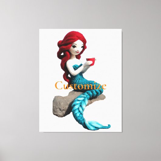 Zeemeermin ontspannen met drank Thunder_Cove Canvas Afdruk (Voorkant)