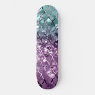 Zeemeermin op Aqua Paarse MERMAID Glitter #2 Skateboard