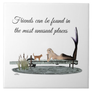 Zeemeermin op bootdok keramische Tegel Tegeltje