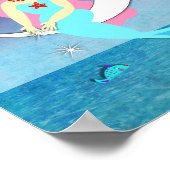  zeemeermin op de maan op maat poster (Hoek)