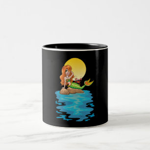 Zeemeermin op de Rocks met vriend onder de Gele Ma Tweekleurige Koffiemok