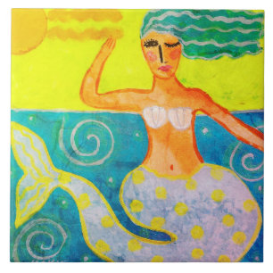 Zeemeermin op een zonnige dag Abstracte kunst Tegeltje