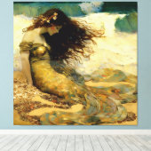 Zeemeermin op Golden Sands Canvas Afdruk (Insitu (Houten vloer))