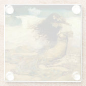 Zeemeermin op Gouden Zanden Glazen Onderzetter (Achterkant)