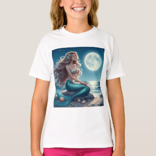 Zeemeermin op het strand 's nachts t-shirt