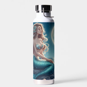 Zeemeermin op het strand 's nachts waterfles