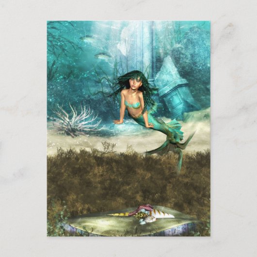 Zeemeermin op Ocean Floor Briefkaart (Voorkant)
