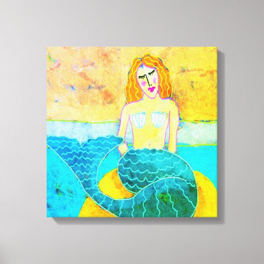 Zeemeermin op Rock Abstracte digitale print (Voorkant)