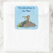 Zeemeermin op Rocks Bookplate Vierkante Sticker (Tas)