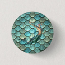 Zeemeermin op Schubben van Zeemeerminnenstaart Ronde Button 3,2 Cm