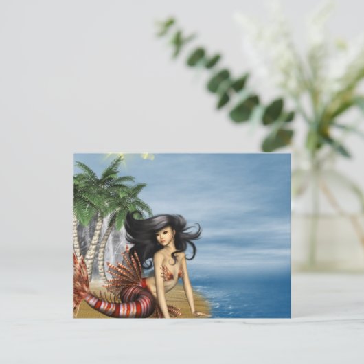 Zeemeermin op strand Briefkaart (Staand voorkant)