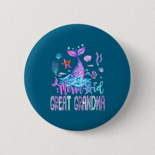 Zeemeermin Oudoma Overgrootmoeder Familie Verjaard Ronde Button 5,7 Cm
