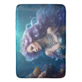 Zeemeermin Paarse Haar Badmat (Voorkant Verticaal)