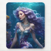 Zeemeermin Paarse Haar Muismat (Voorkant)