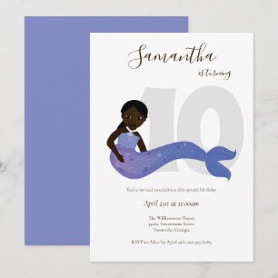Zeemeermin Paarse Kids Verjaardagsuitnodiging Kaart