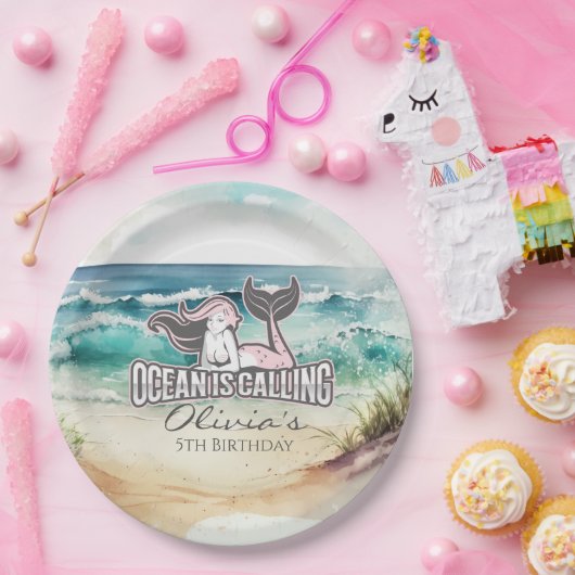 Zeemeermin partij Roze Papier Bord (Feest)