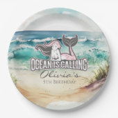 Zeemeermin partij Roze Papier Bord (Voorkant)