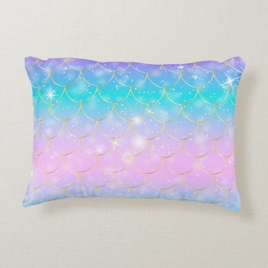 Zeemeermin patroon, aangepaste monogram accent kus accent kussen (Achterkant)