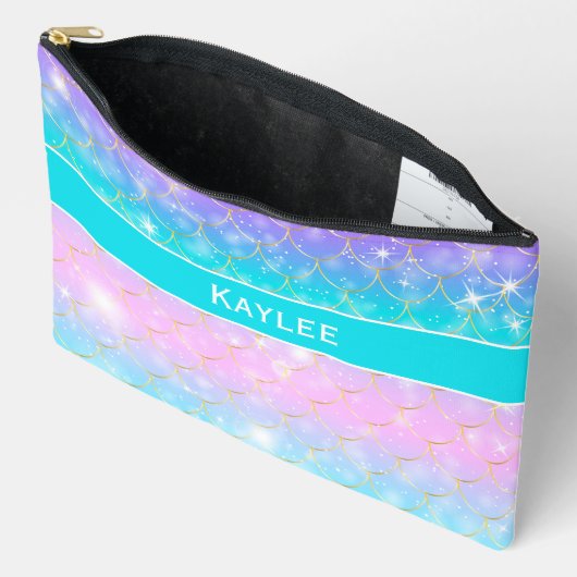 Zeemeermin patroon, aangepaste monogram Accessoire Etui (Open)