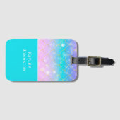 Zeemeermin patroon, Aangepaste monogram meisjes Bagagelabel (Voorkant (horizontaal))