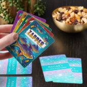 Zeemeermin patroon, Aangepaste monogram meisjes Pokerkaarten (Insitu)