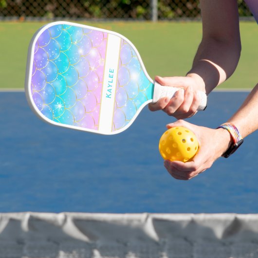 Zeemeermin patroon, Meisjes aangepaste monogram Pickleball Paddle (Insitu)