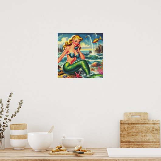  zeemeermin pin up poster (Keuken)
