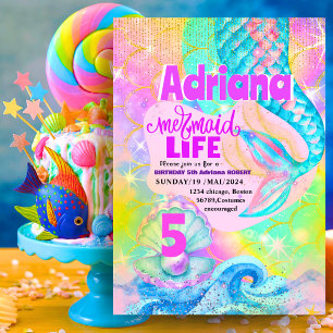 Zeemeermin Pool zee Party Roze Sparkle Glitter Kaart