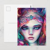 Zeemeermin Prinses Half Gezicht Graphic Briefkaart (Voorkant / Achterkant)