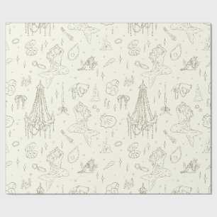 Zeemeermin Prinses Oceaan Fantasie Beige Toile Pat Cadeaupapier