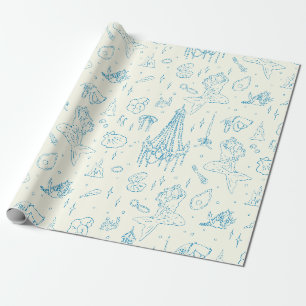 Zeemeermin Prinses Oceaan Fantasie Blauwe Toile Pa Cadeaupapier