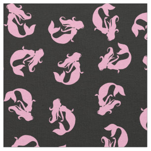 Zeemeermin Print Stof Roze en Zwart