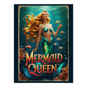  zeemeermin Queen Retro Wall Art Poster Perfect Poster