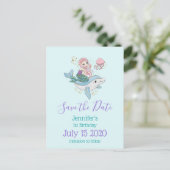 Zeemeermin Rijden een Dolfijn Fantasy Save the Dat Uitnodiging Briefkaart (Staand voorkant)