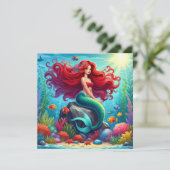 Zeemeermin rood haar kaart (Staand voorkant)