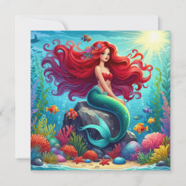 Zeemeermin rood haar kaart