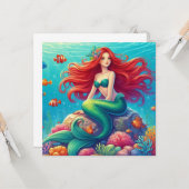 Zeemeermin rood haar kaart (Voorkant / Achterkant in situ)