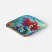 Zeemeermin rood haar papieren bordje (Gebogen)