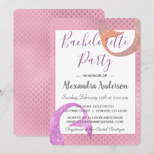 Zeemeermin Roos Gouden Sparkle Bachelorette Party Kaart