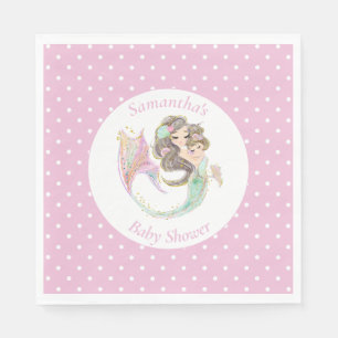 Zeemeermin roze baby shower onder het zee servet