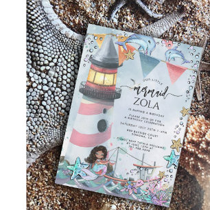 Zeemeermin Roze Blauw Verjaardagsfeest Kaart