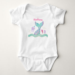 Zeemeermin Roze Goud Onder Het Zee Verjaardag Baby Romper