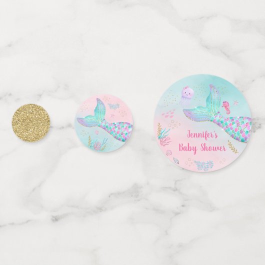 Zeemeermin Roze Goud Onder Het Zeeen Baby shower C Confetti (Achterkanten)